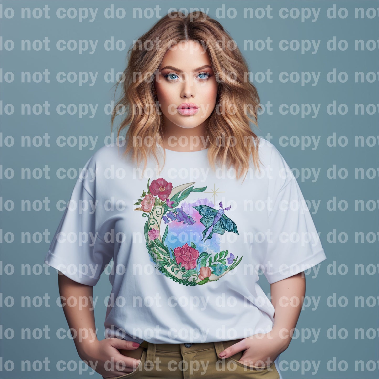 Estampado de ensueño de polilla floral lunar o estampado por sublimación