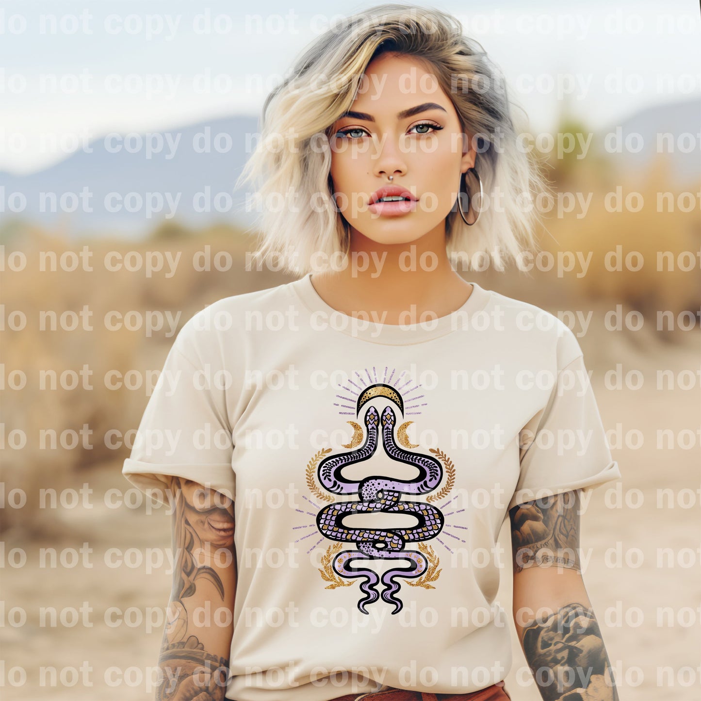 Serpientes Gemelas Místicas Marrón Verde/Púrpura Sueño Estampado o Impresión por Sublimación