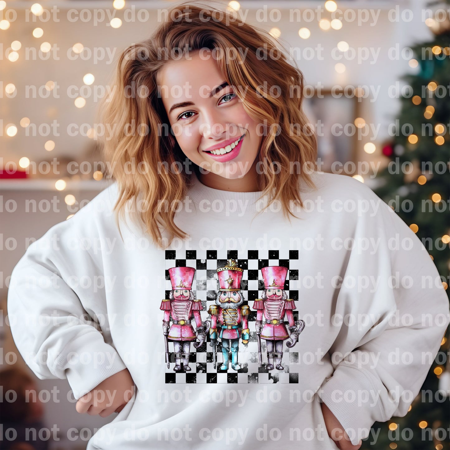 Nutcracker Checkered Background with Optional Sleeve Design Dream Print or Sublimation Print