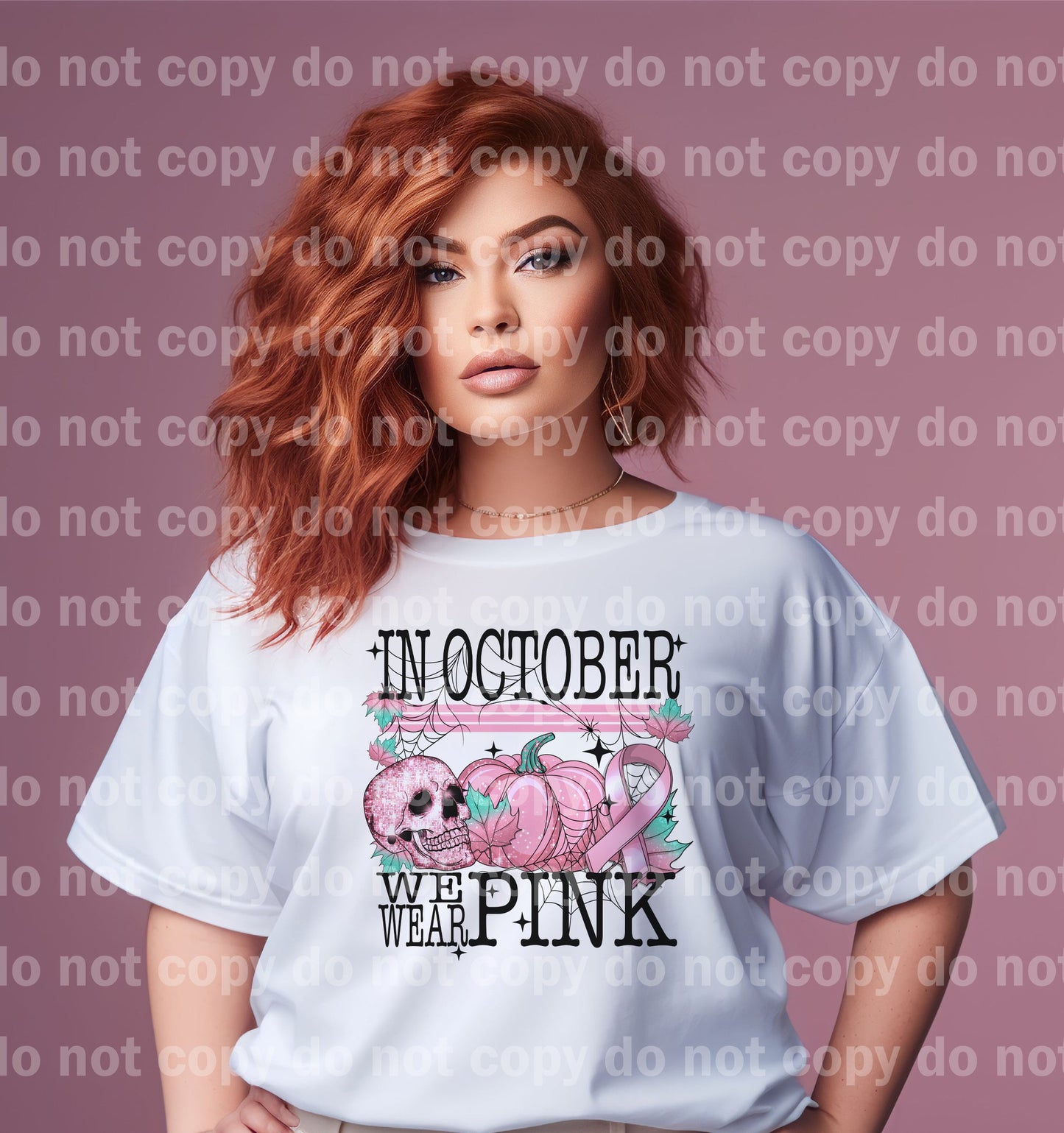 In October We Wear Pink Skull with Optional Sleeve Design Dream Print or Sublimation Print