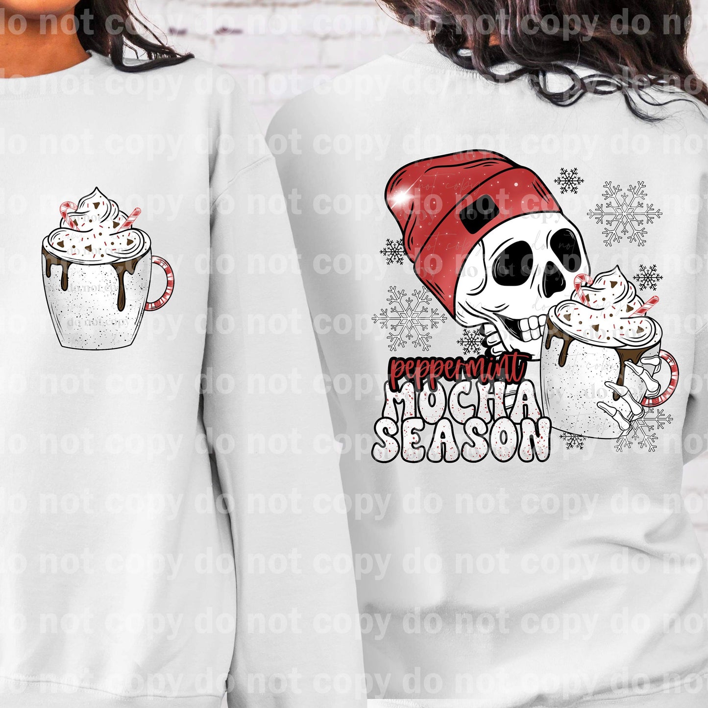 Peppermint Mocha Season Skellie with Pocket Option Dream Print or Sublimation Print