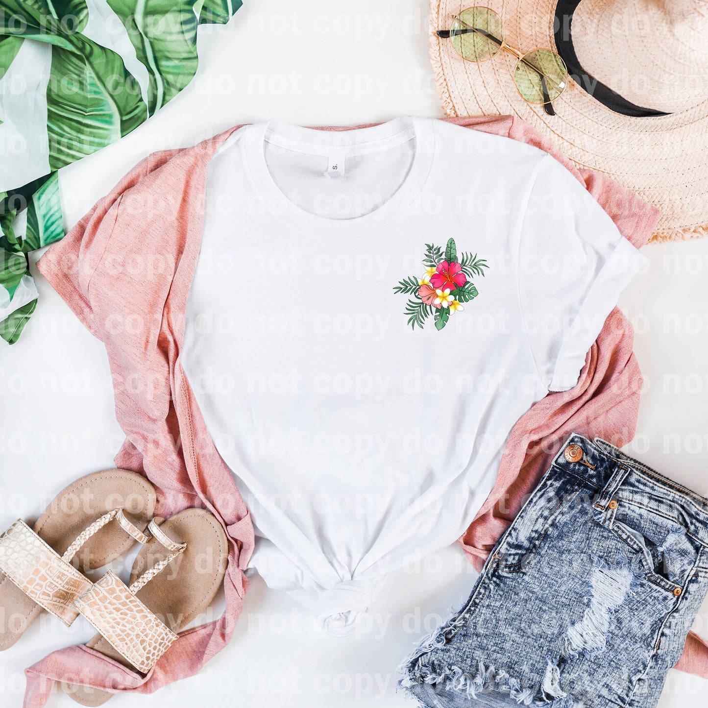 Pink Floral Skull with Flowers Pocket Option Dream Print or Sublimation Print