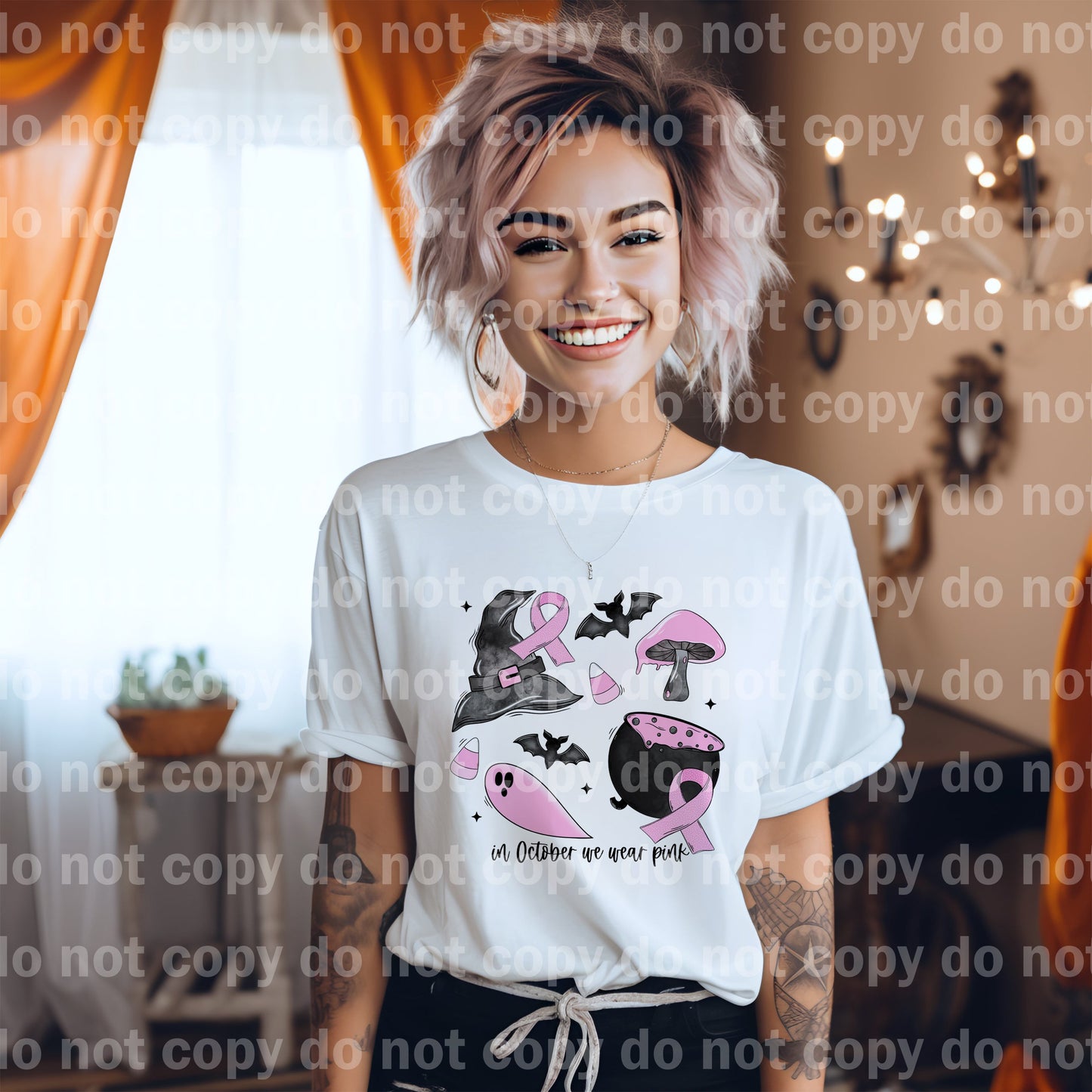 In October We Wear Pink Doodles Dream Print or Sublimation Print