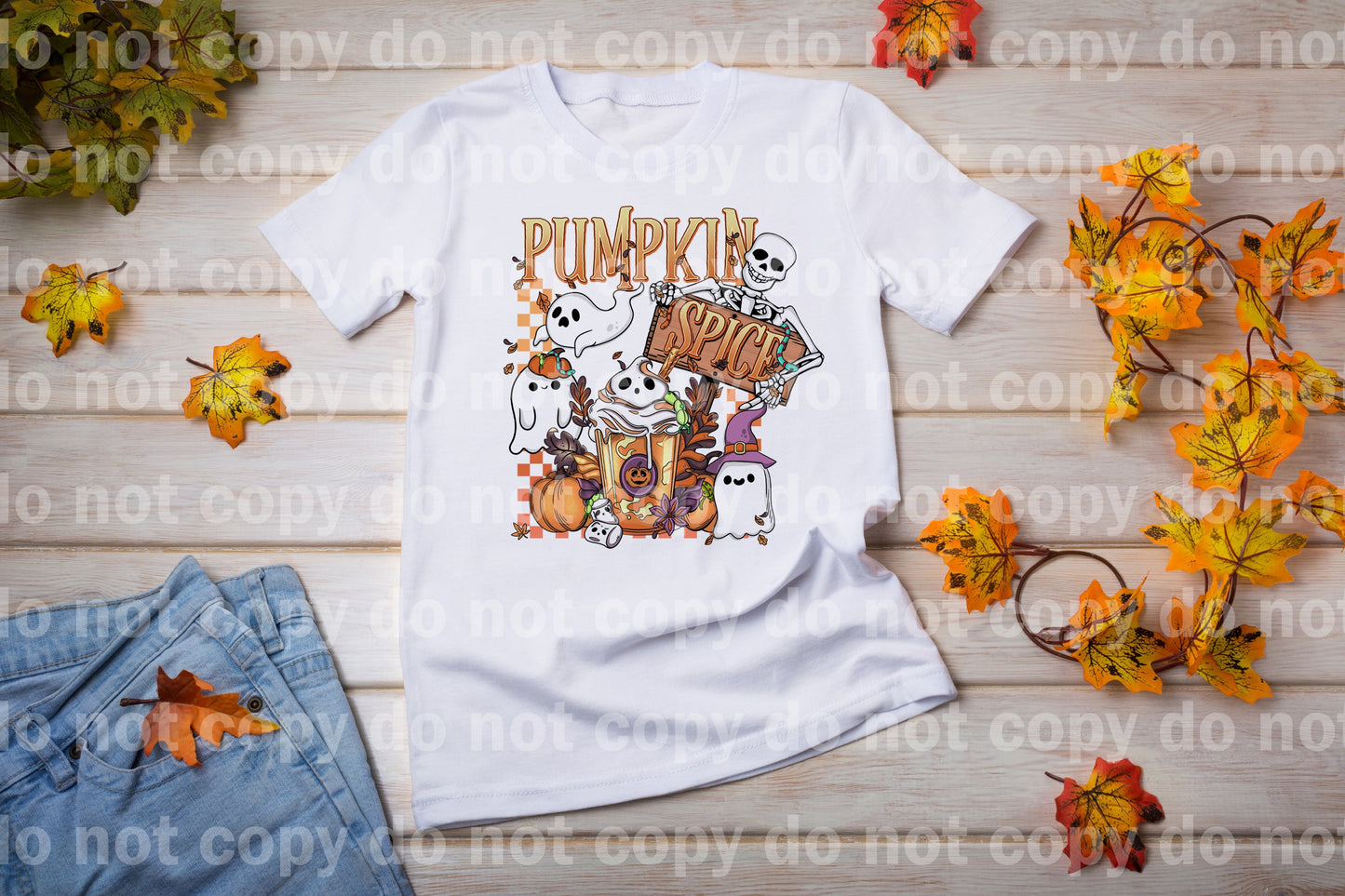 Pumpkin Spice Ghost Skeleton with Optional Sleeve Design Dream Print or Sublimation Print
