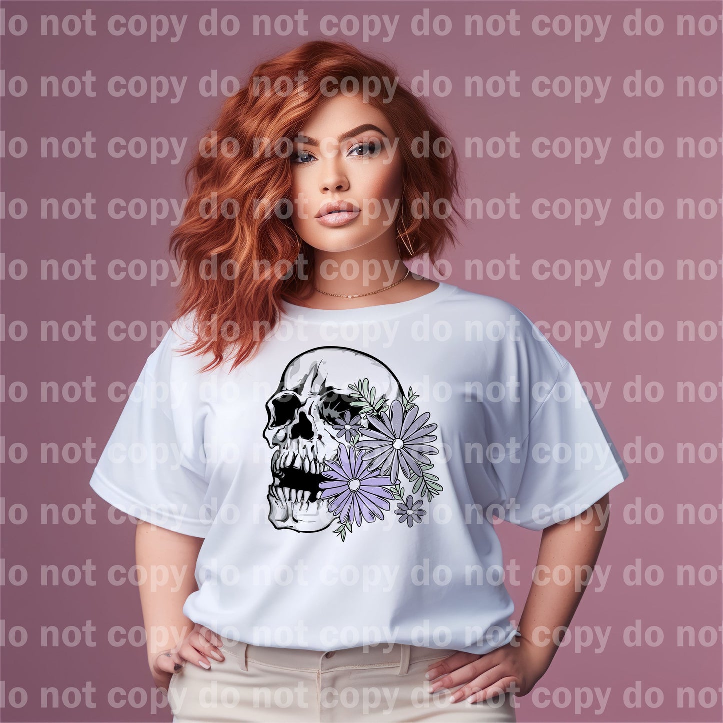 Purple Floral Skull Dream Print or Sublimation Print