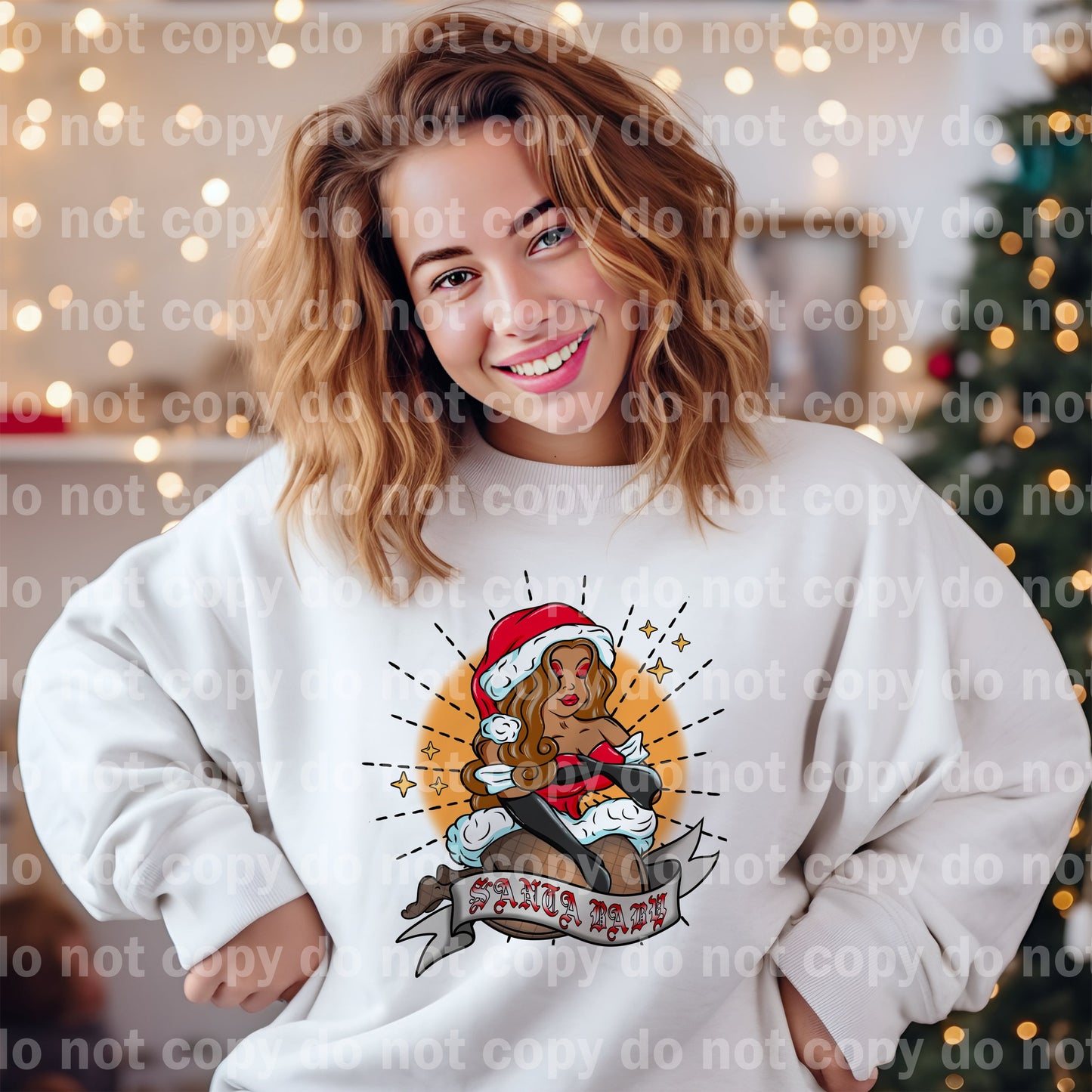 Santa Bebé Cabello Castaño Con Fondo Estampado Sueño o Estampado por Sublimación