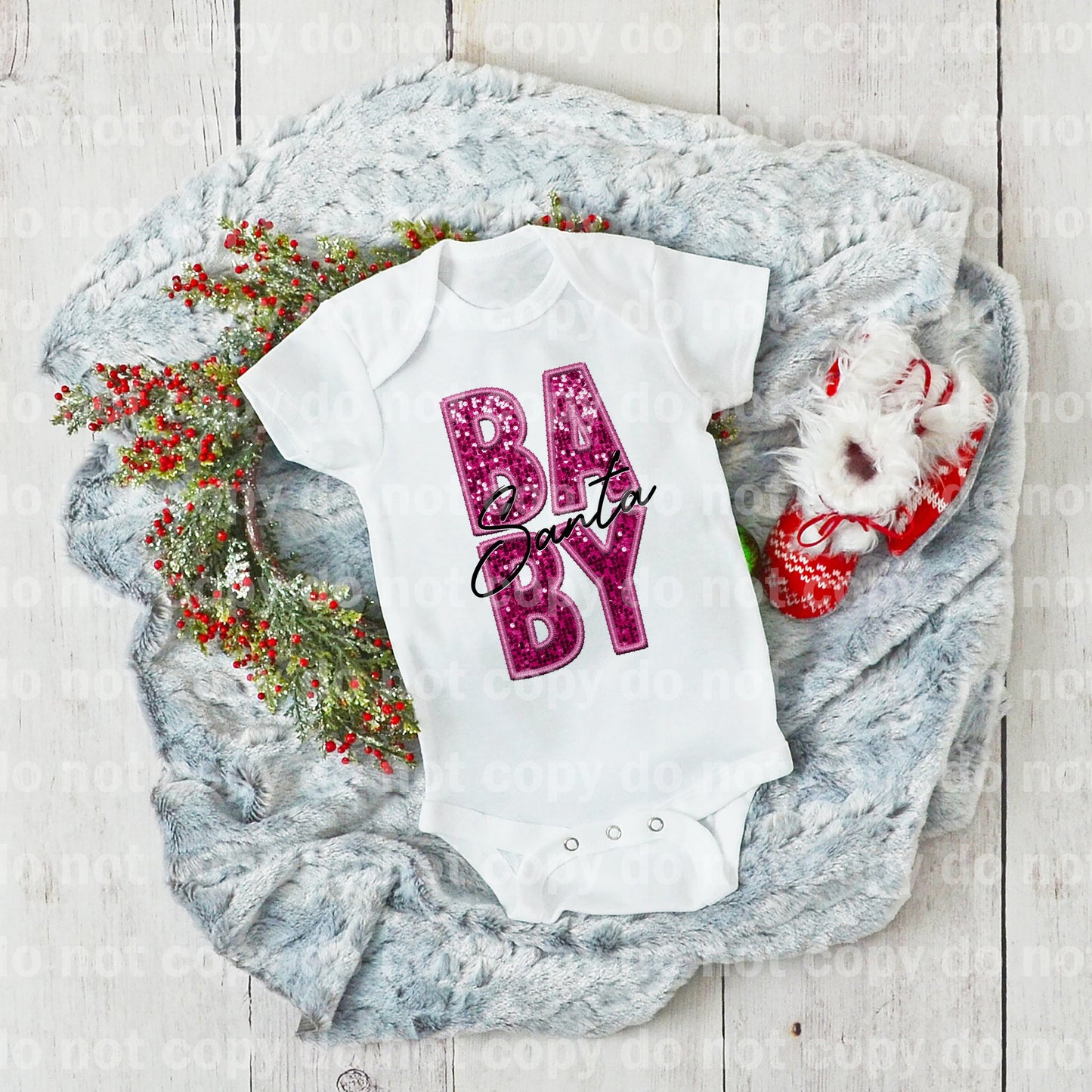 Santa Baby Embroidery Sequin Dream Print or Sublimation Print