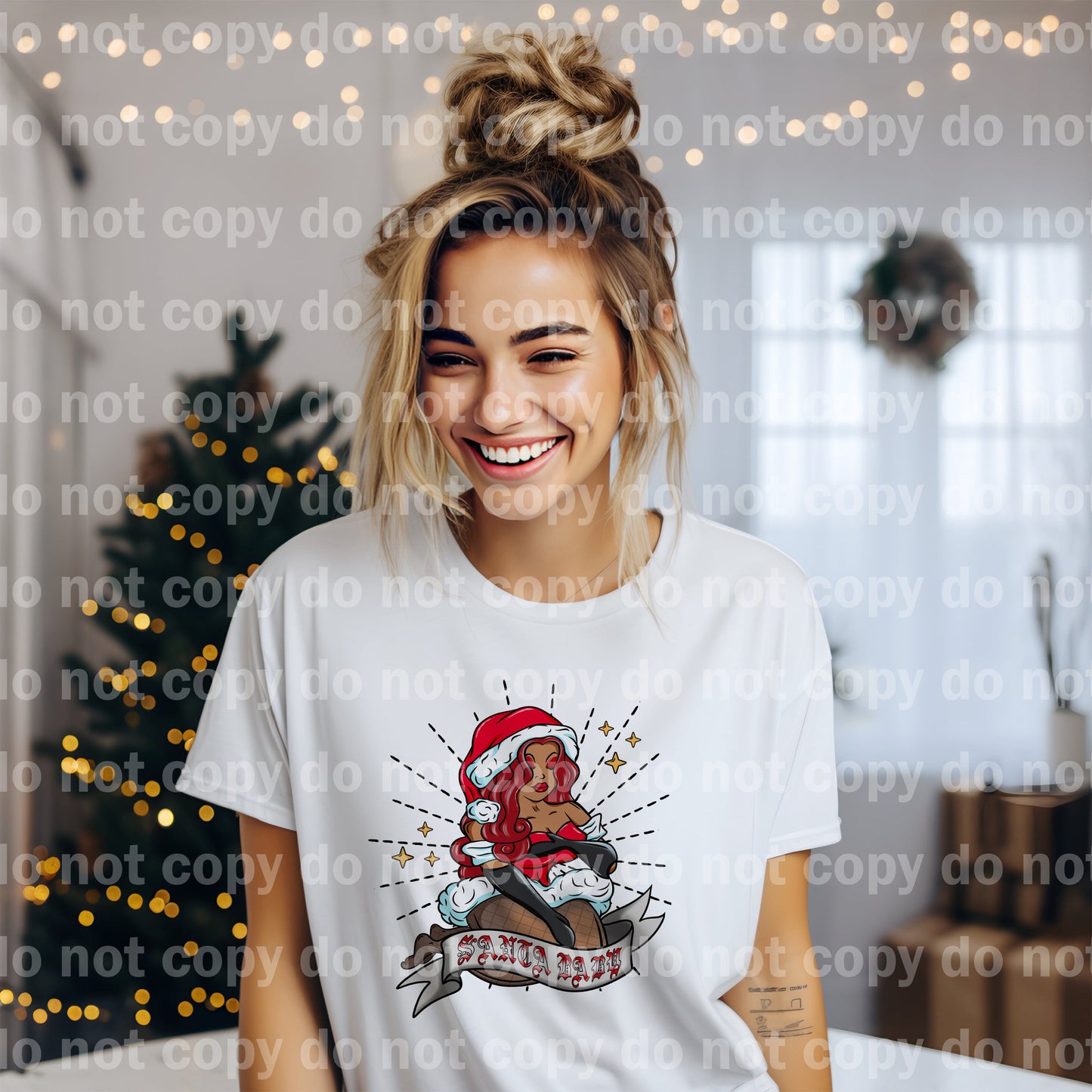 Impresión de sueño de pelo rojo de Papá Noel o impresión de sublimación