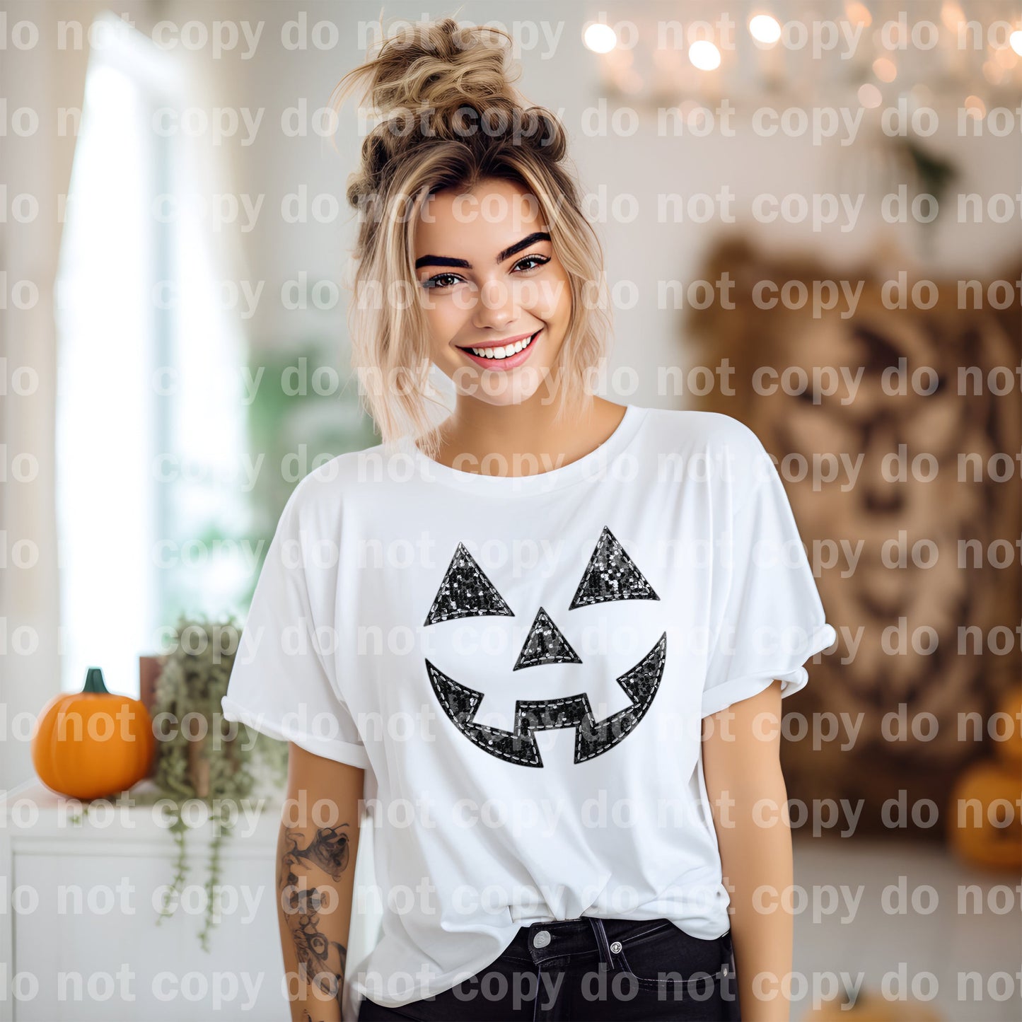 Sequin Pumpkin Face Dream Print or Sublimation Print