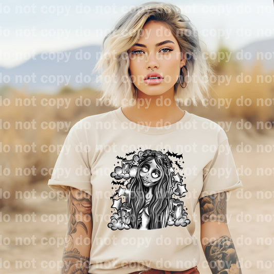 Sally Skeleton Bride Grayscale with Optional Sleeve Design Dream Print or Sublimation Print with Decal Option