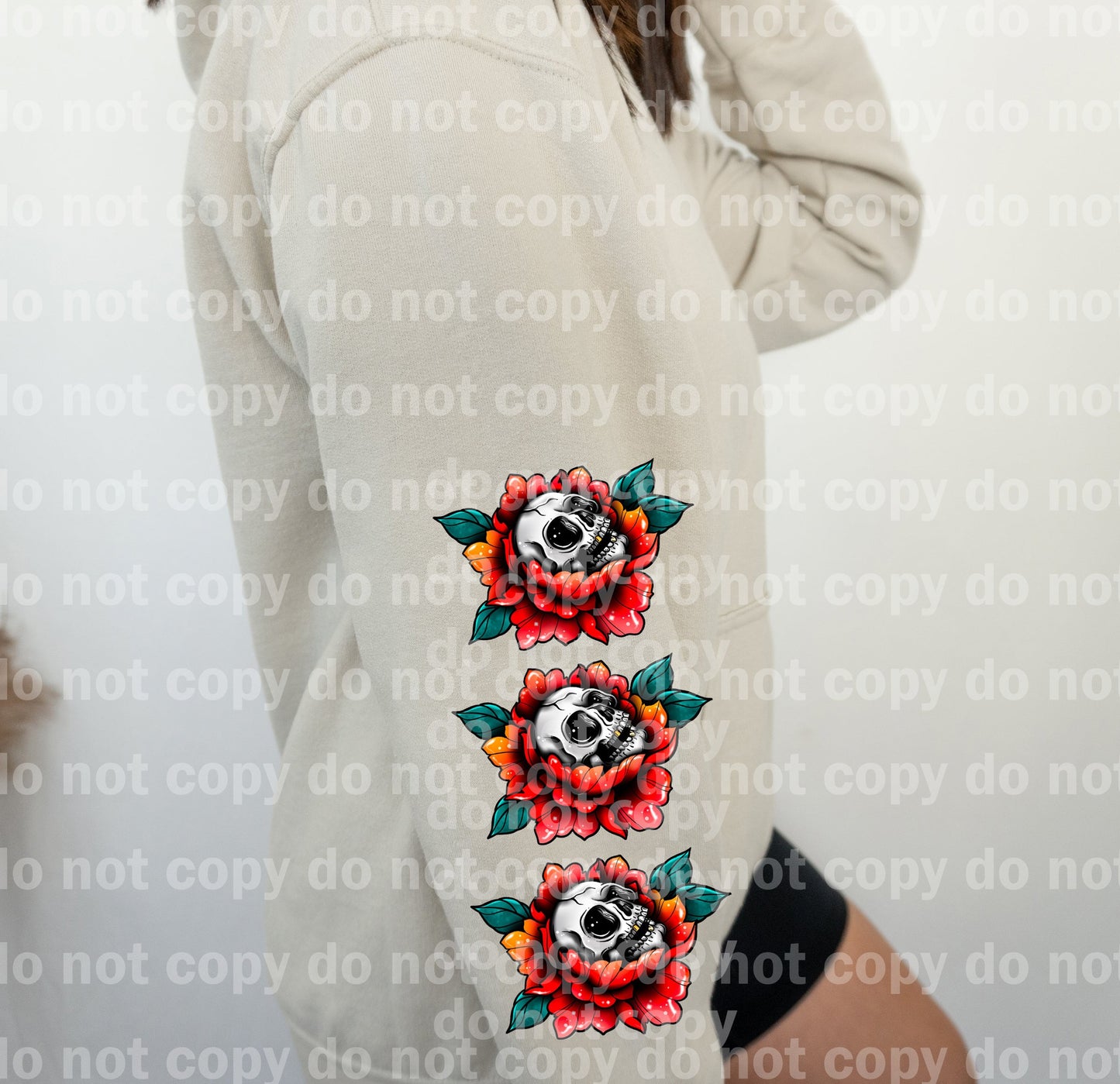 Skull Peonies Red with Optional Two Rows Dream Print or Sublimation Print