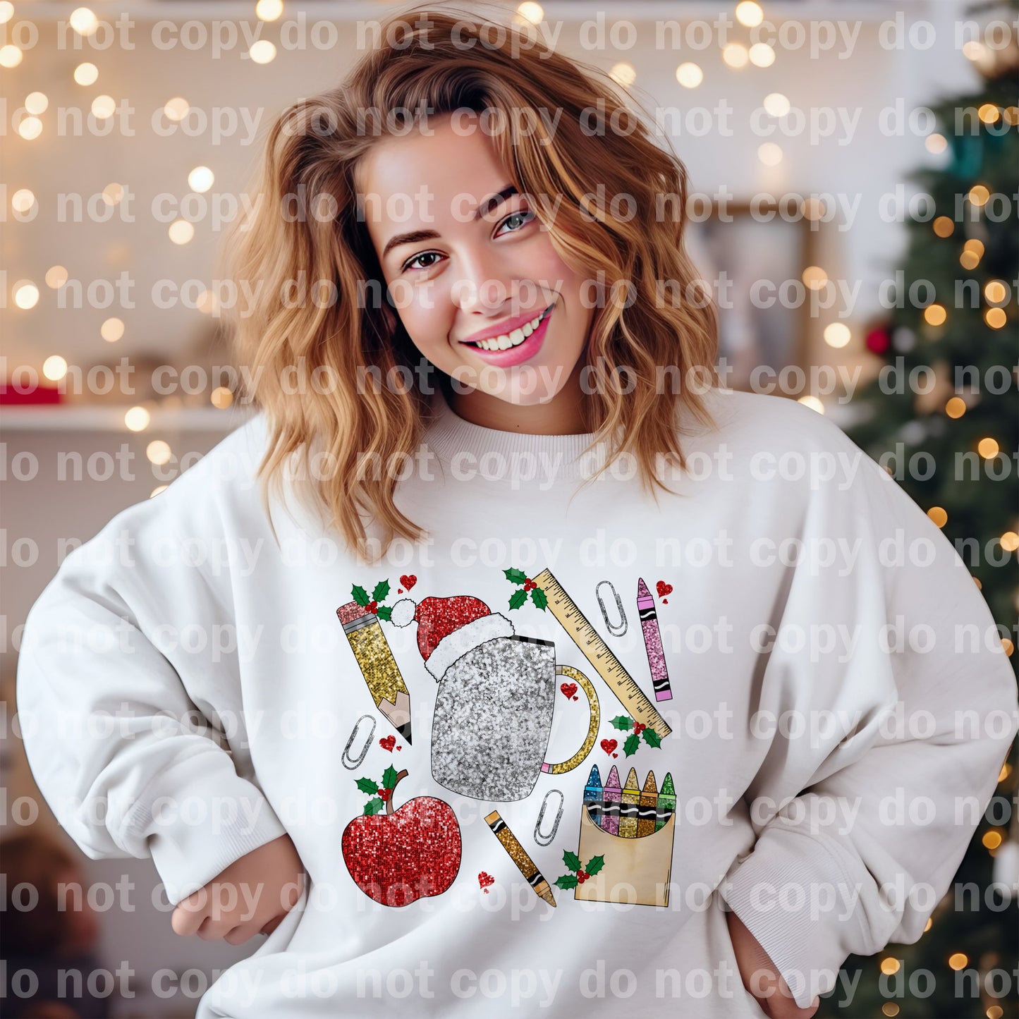 Teach Grid Christmas Sequin Dream Print or Sublimation Print