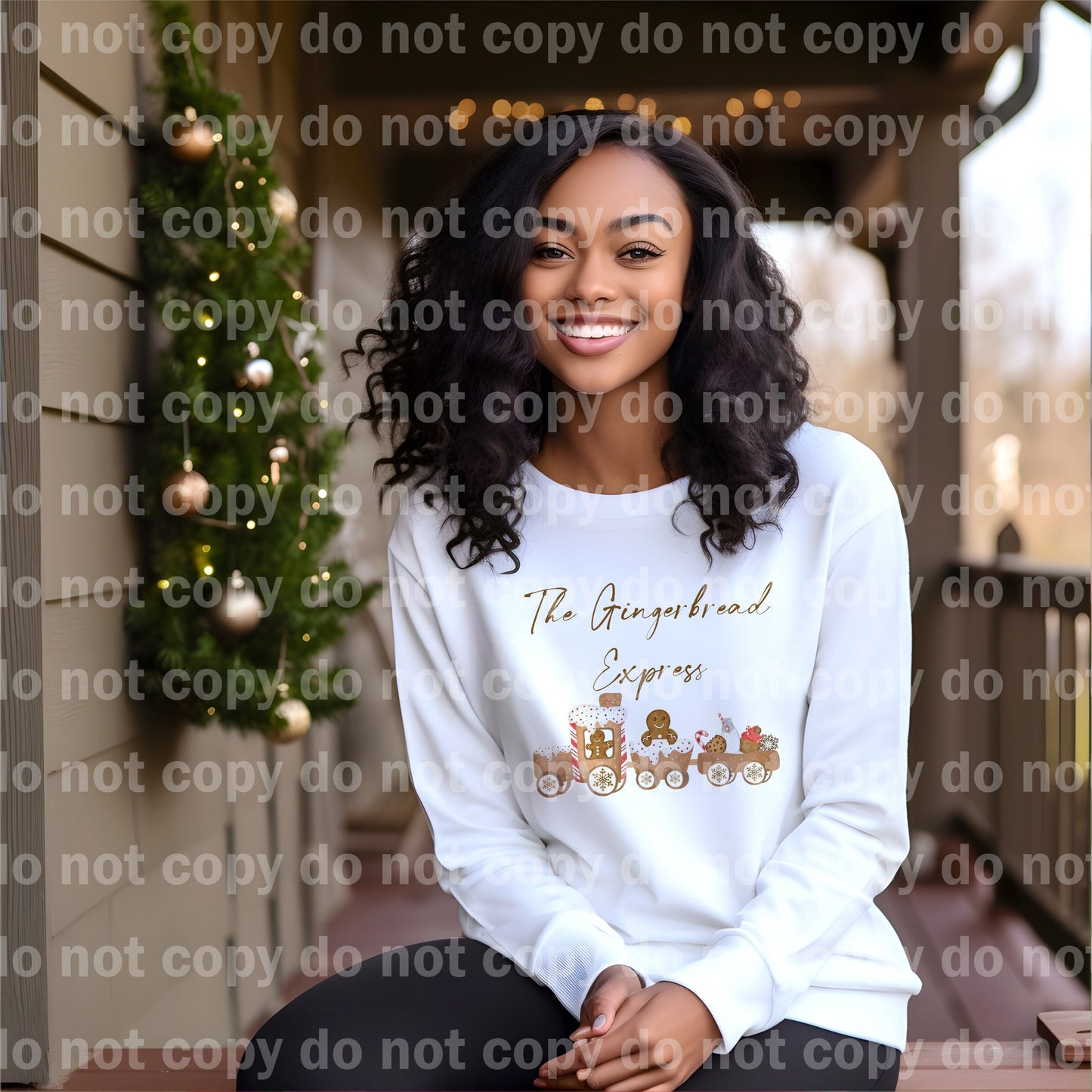 The Gingerbread Express with Optional Two Rows Sleeve Designs Dream Print or Sublimation Print
