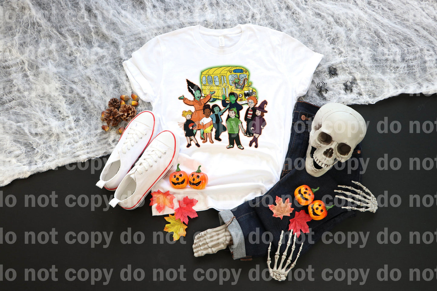 The Haunted Magic School Bus No Text with Optional Two Rows Sleeve Designs Dream Print or Sublimation Print