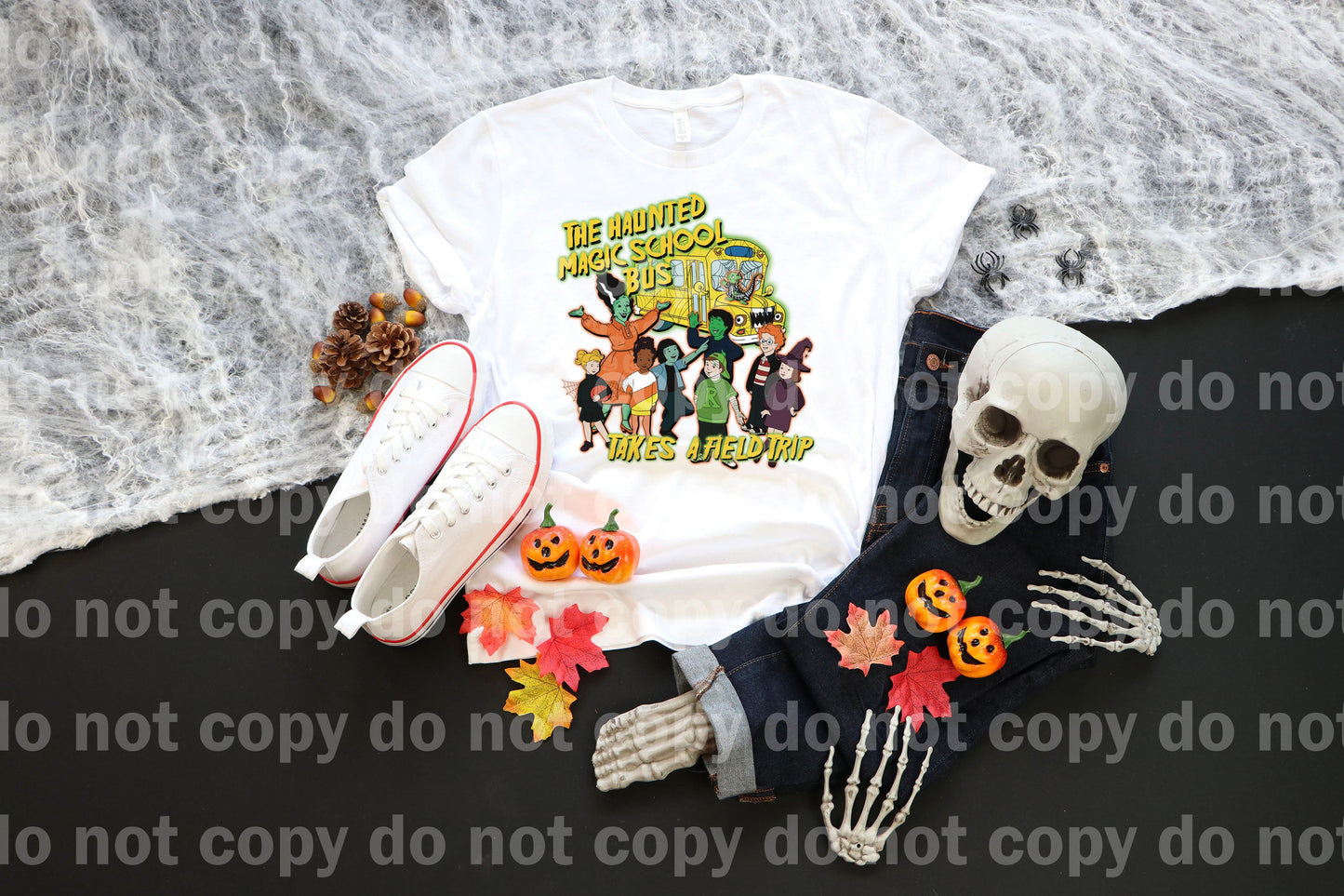 The Haunted Magic School Bus Takes A Field Trip with Optional Two Rows Sleeve Designs Dream Print or Sublimation Print