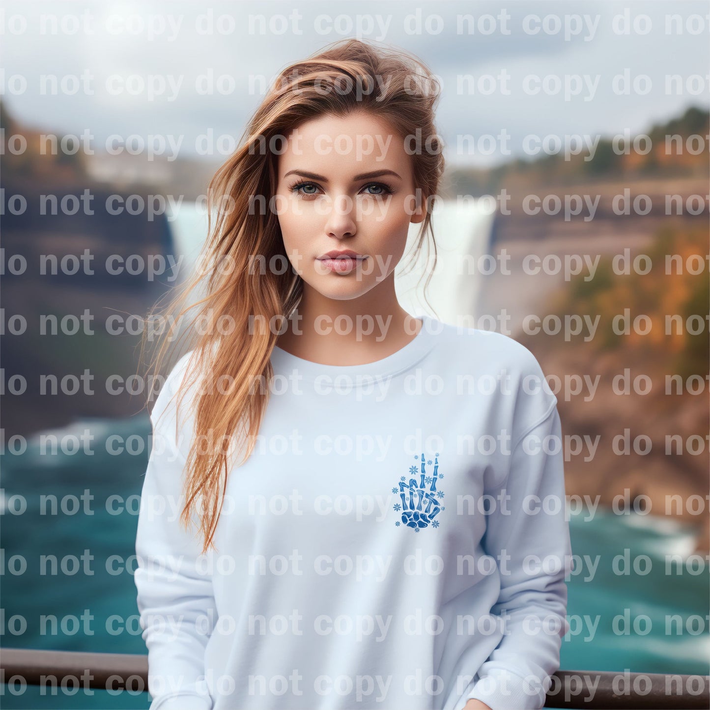 Too Cold To Care Blue Distressed/Non Distressed with Pocket Option Dream Print or Sublimation Print