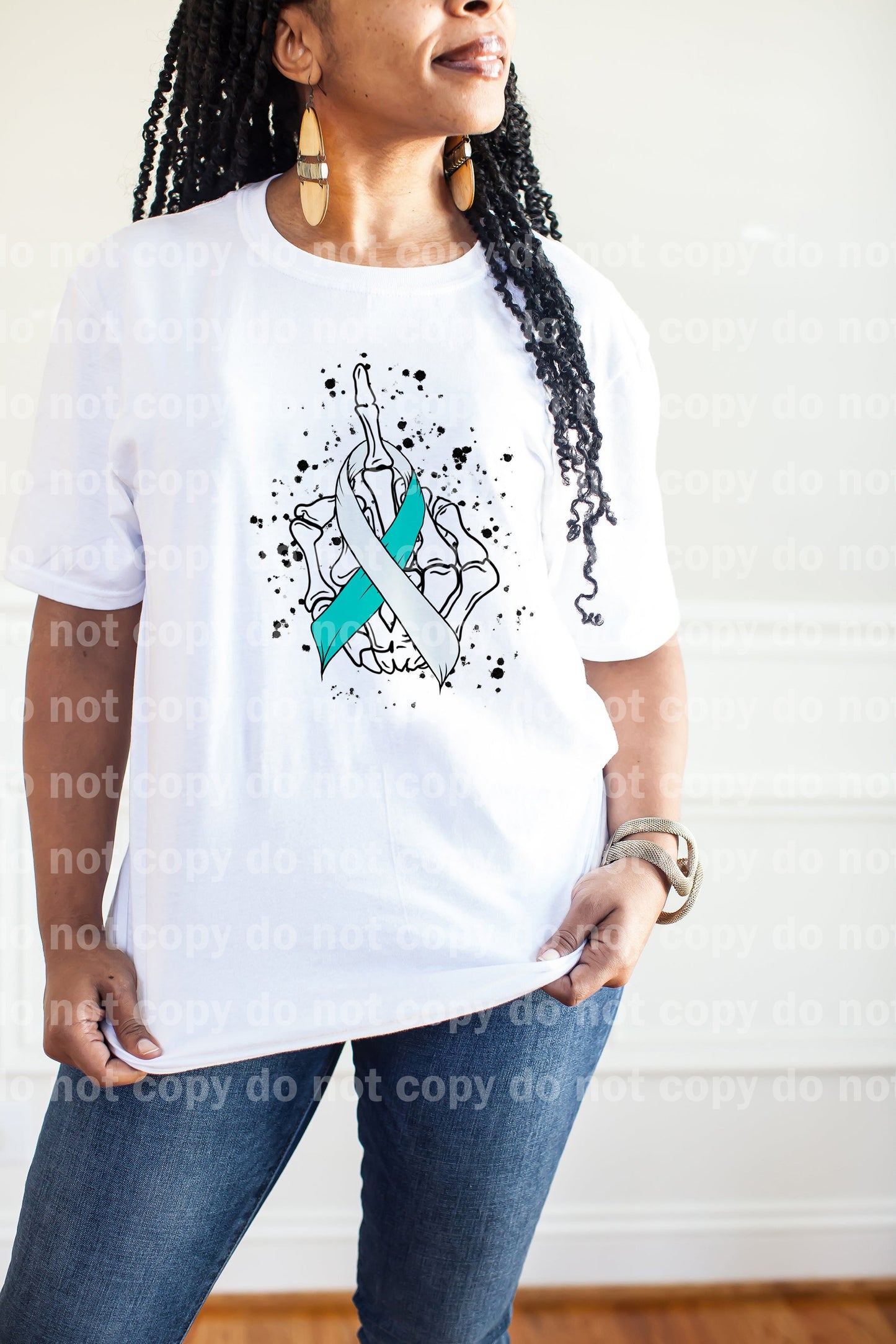 White And Teal Cancer Ribbon Dream Print or Sublimation Print