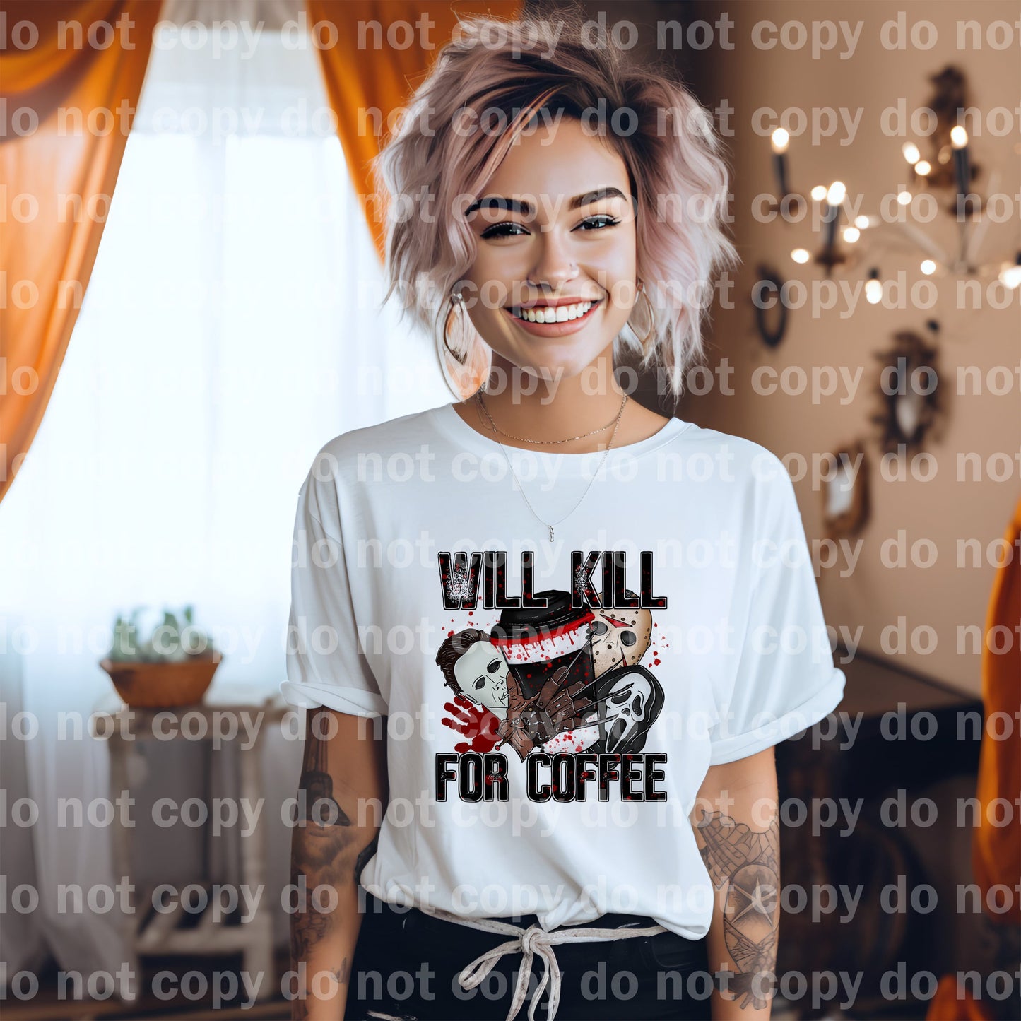 Will Kill For Coffee Horror Faces Dream Print or Sublimation Print
