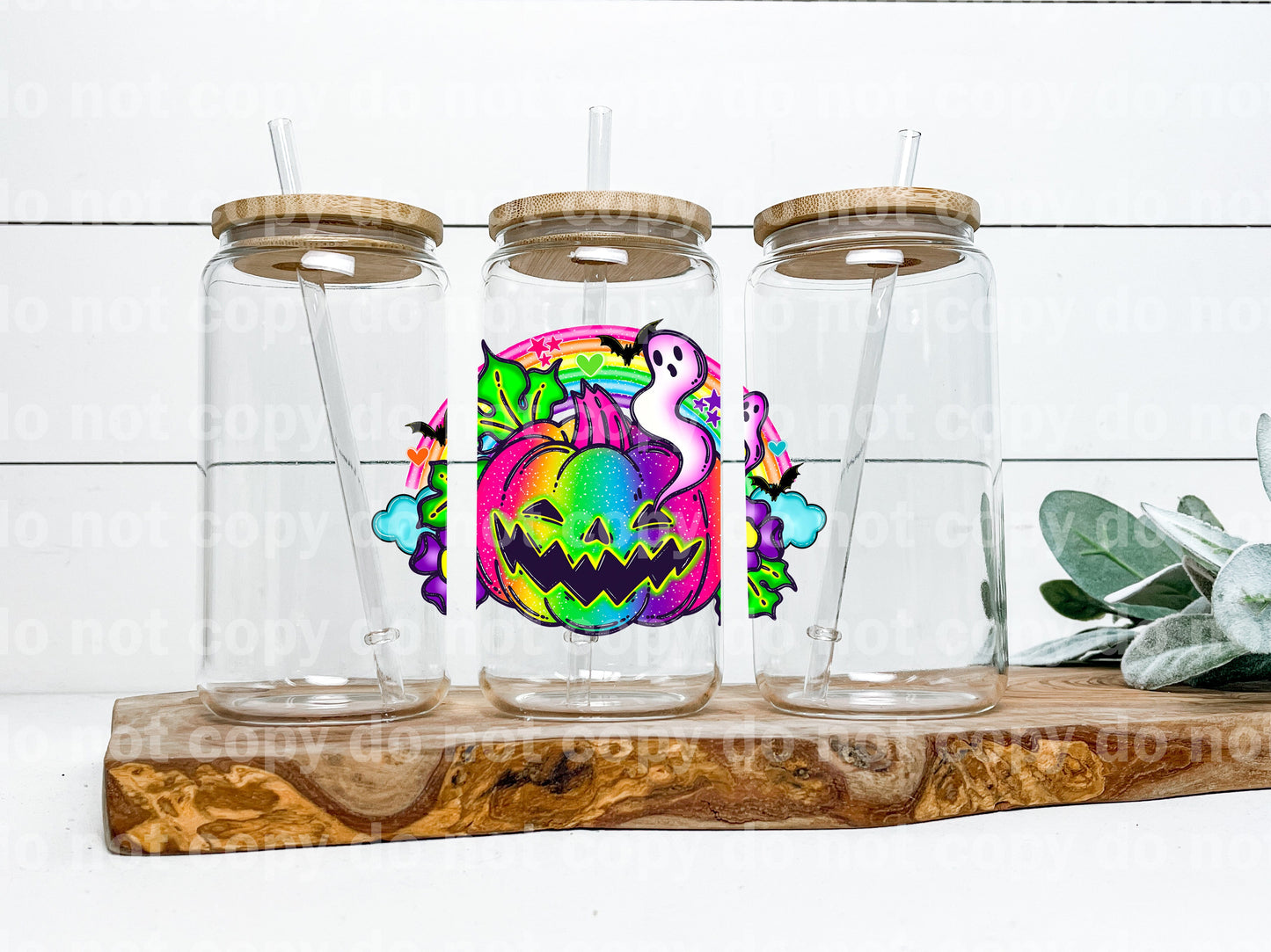 Pumpkin Rainbow Ghost Decal 4.5 x 3