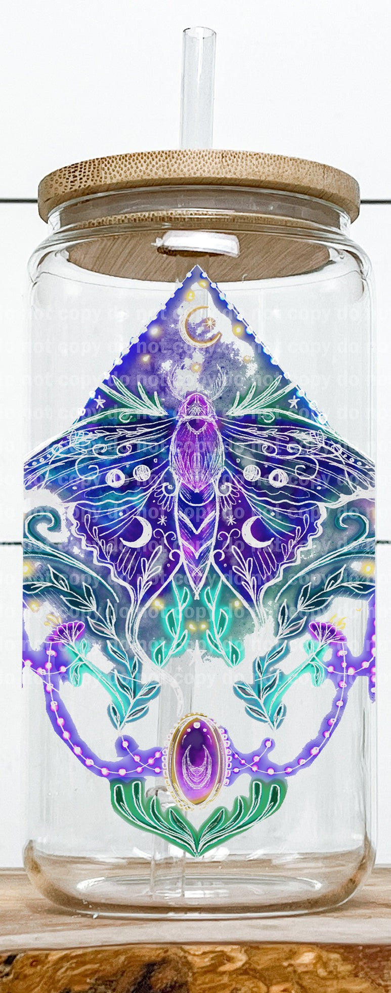 Purple Moth and Moon Decal 3.5 x 4.4