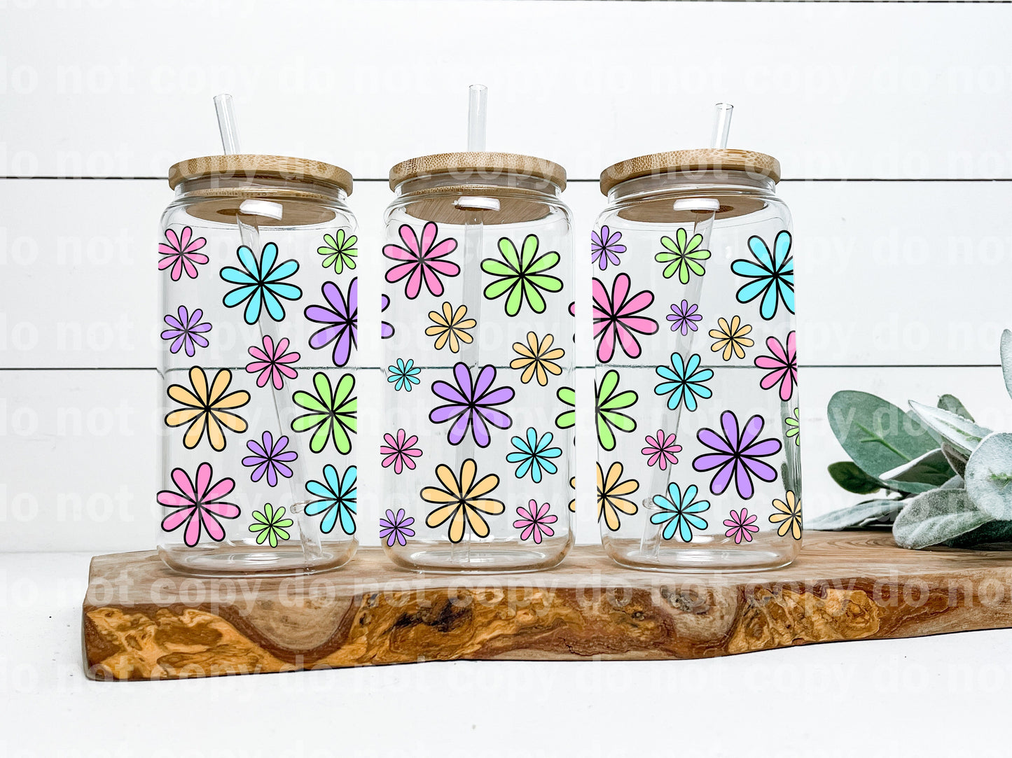 Rainbow Flowers 16oz Cup Wrap