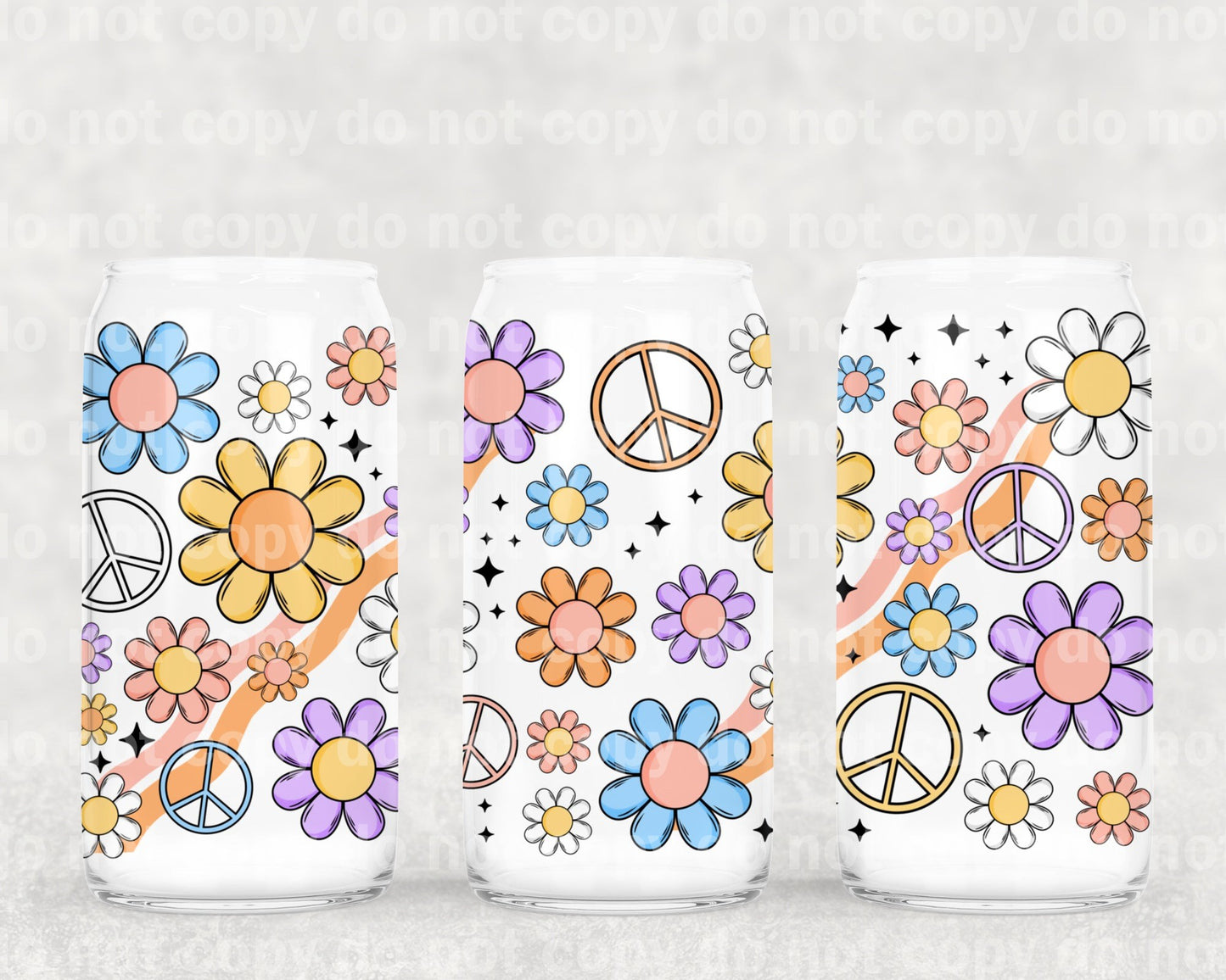 Retro Flowers Wave 16oz Cup Wrap