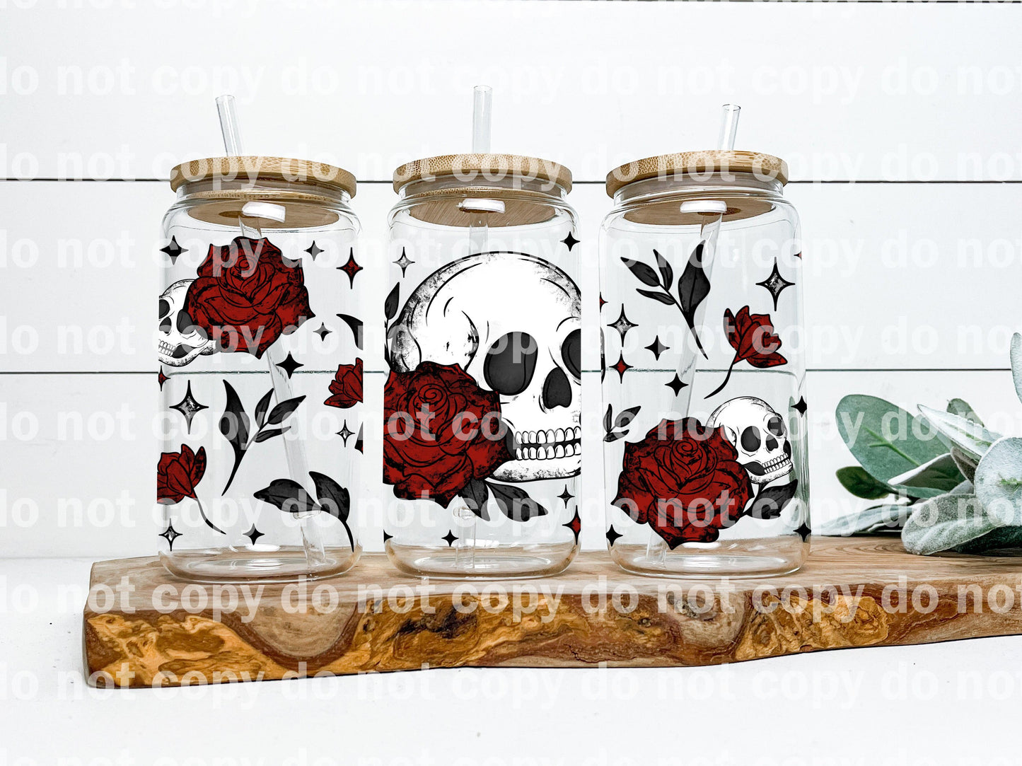 Floral Skellie Roses 16oz Cup Wrap