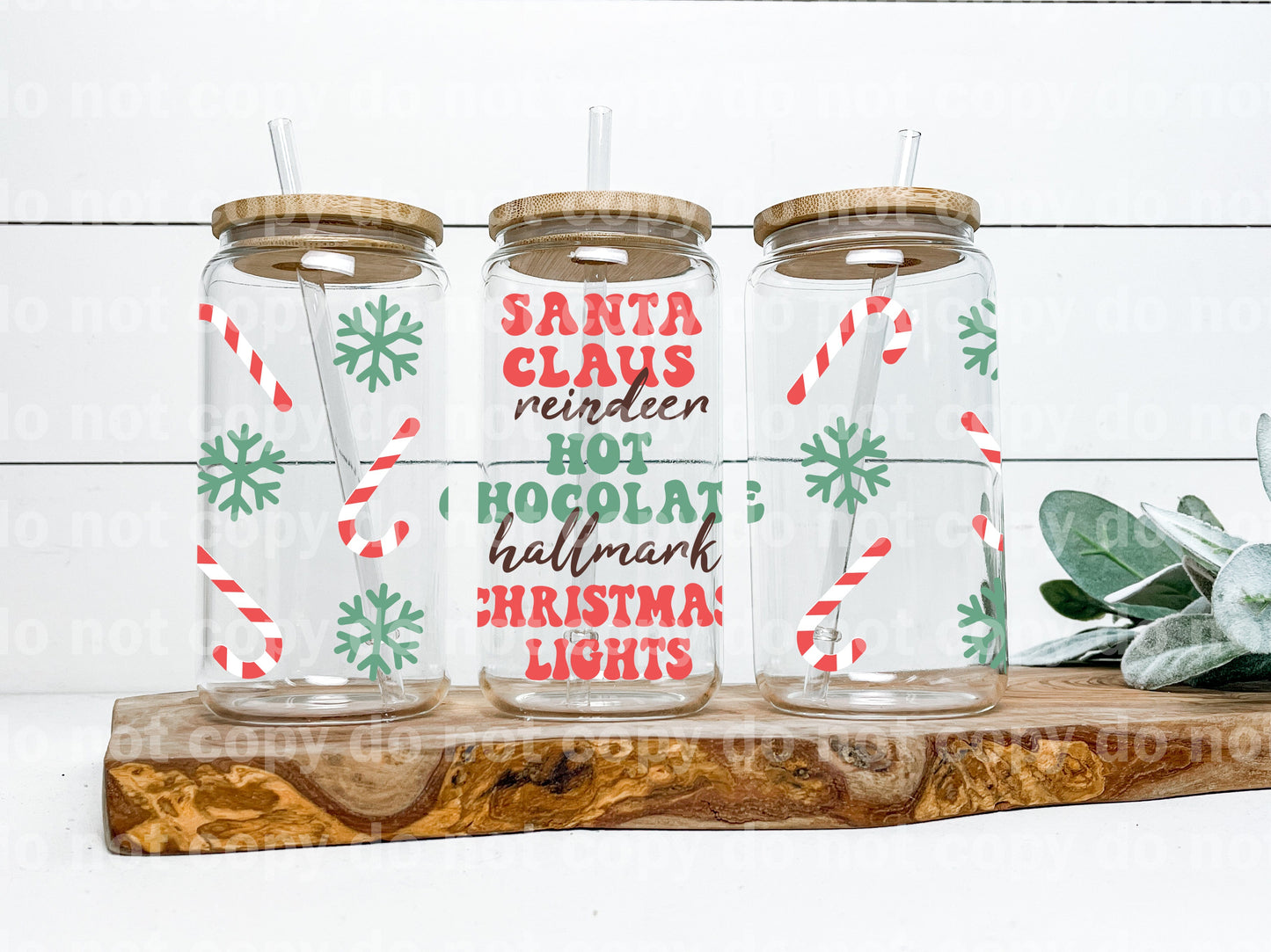 Santa Claus Reindeer Hot Chocolate 16oz Cup Wrap