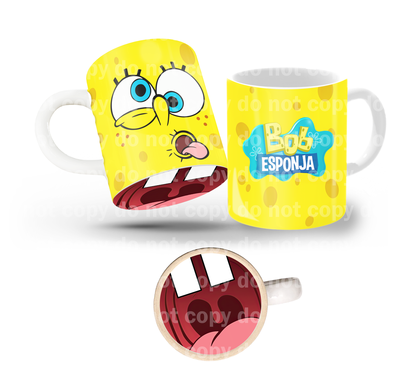 Sea Sponge Tongue Out Tilt & Sip Mug Wrap + Bottom Design Set