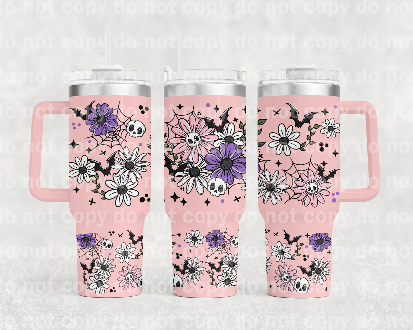Skellie Bat Florals 40oz Cup Wrap