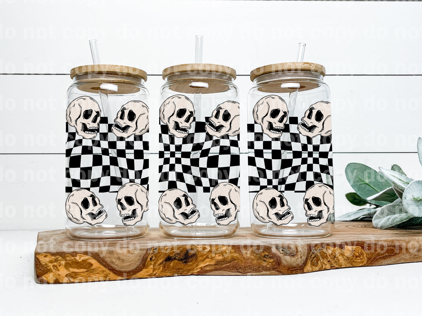 Envoltura de taza Skellie Plaid de 16 oz