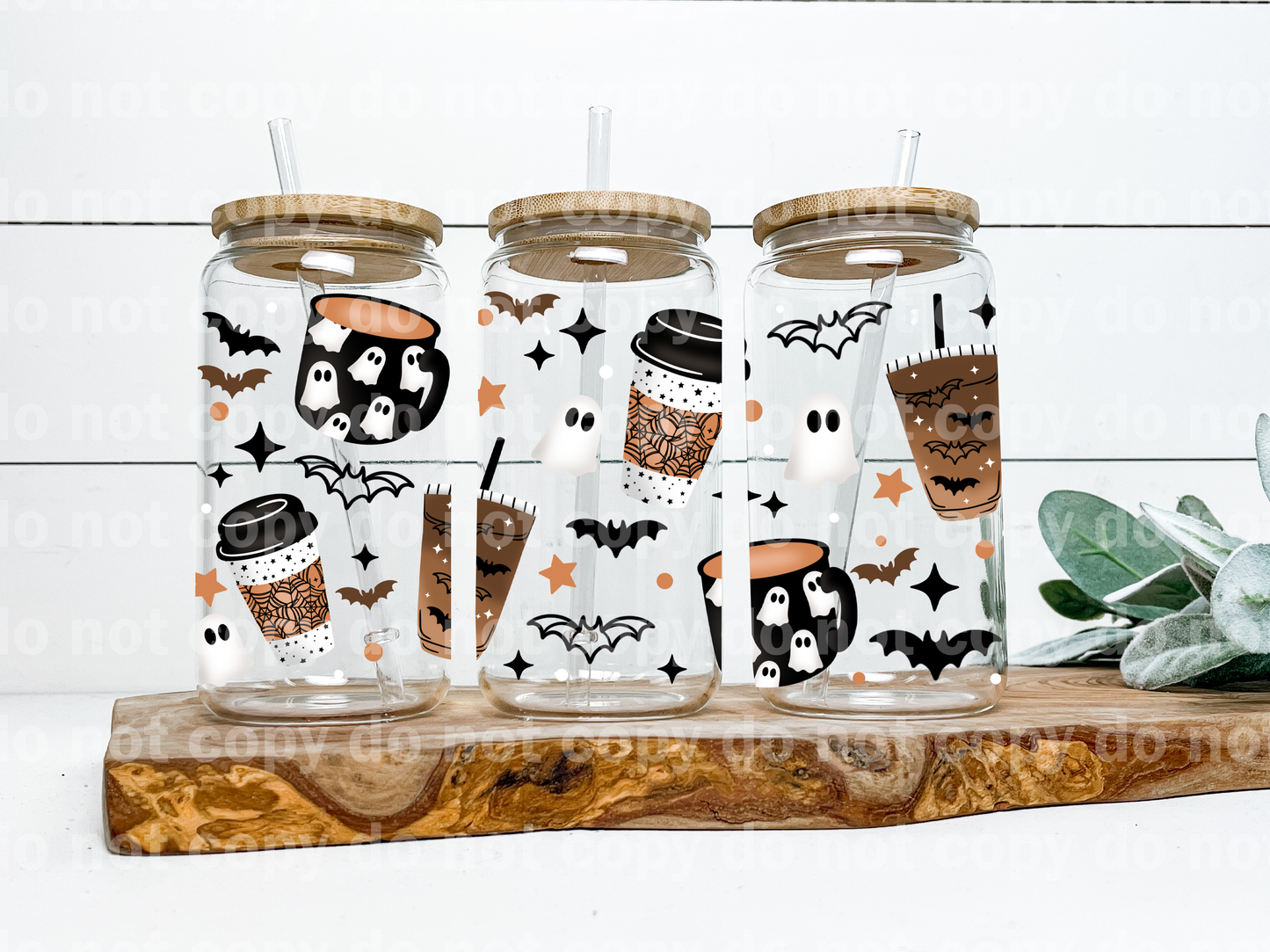 Spooky Coffee Sparkle 16oz Cup Wrap