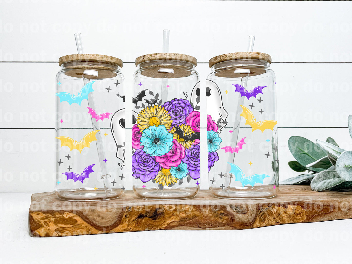 Floral Spring Ghost 16oz Cup Wrap