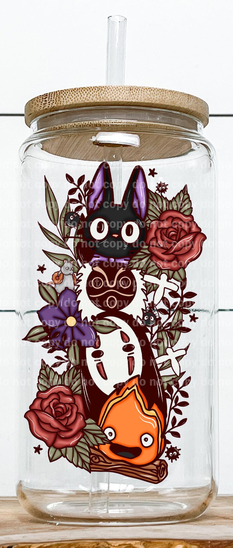 Studio G Floral Black Cat Mask Fire Colored