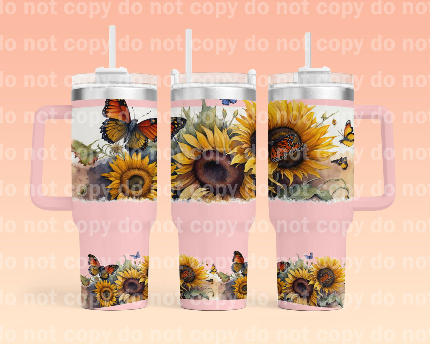 Sunflower And Butterflies with Bottom Option 40oz Cup Wrap
