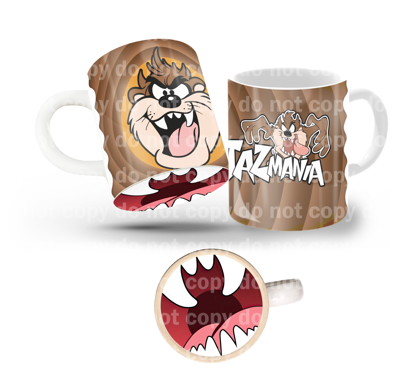 Tasmanian Devil Tilt & Sip Mug Wrap + Bottom Design Set