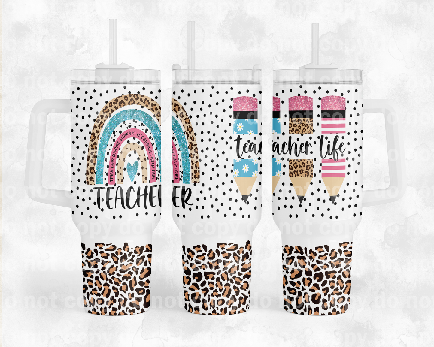 Teacher Life Pencils with Bottom Option 40oz Cup Wrap