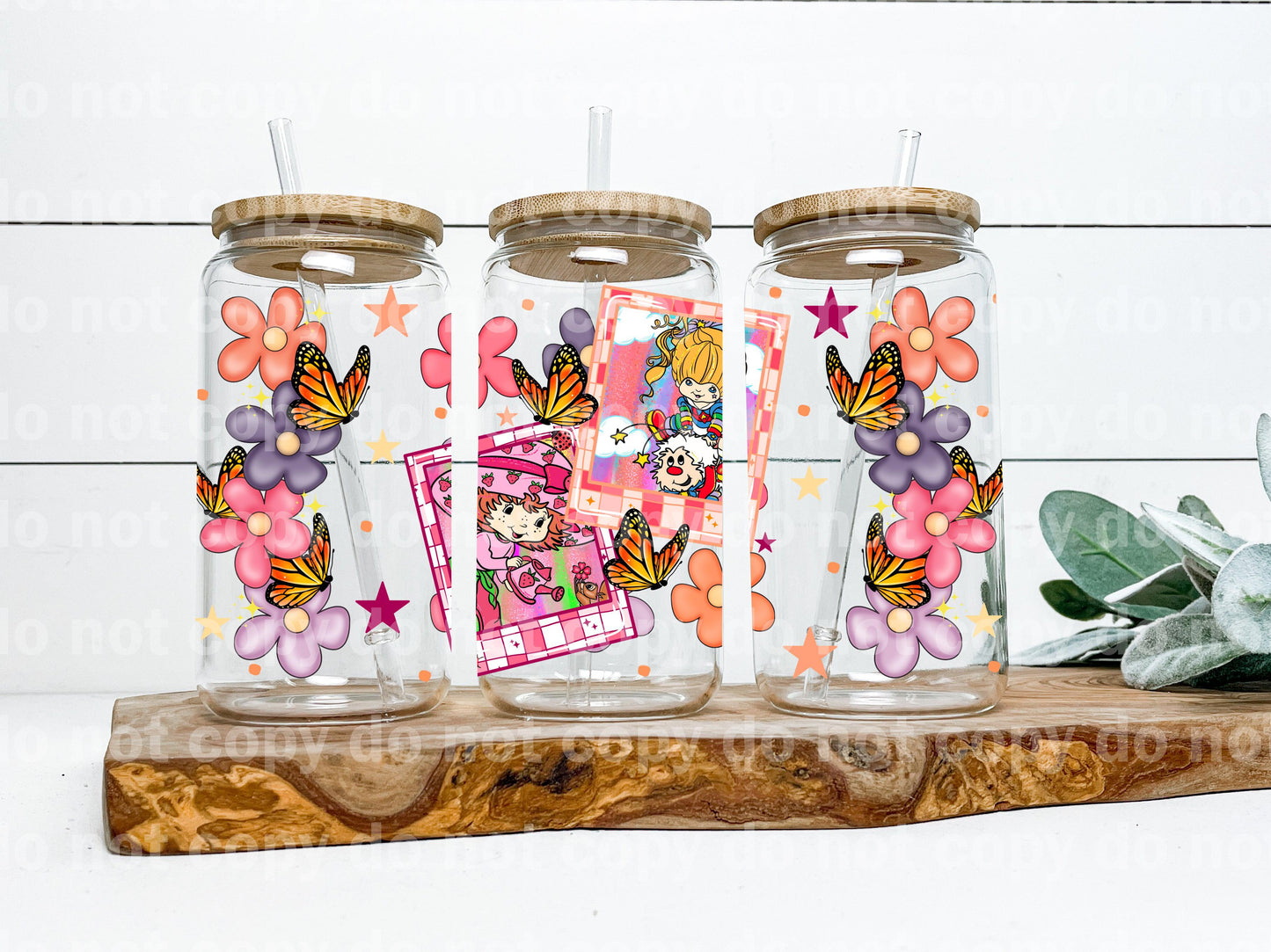 Throwback Spring Floral Butterfly 16oz Cup Wrap