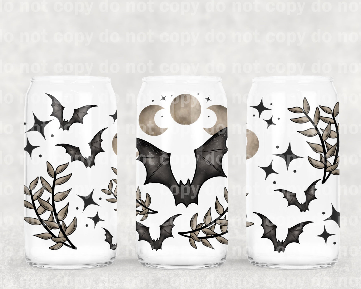 Envoltura de taza de fase lunar de murciélagos de 16 oz