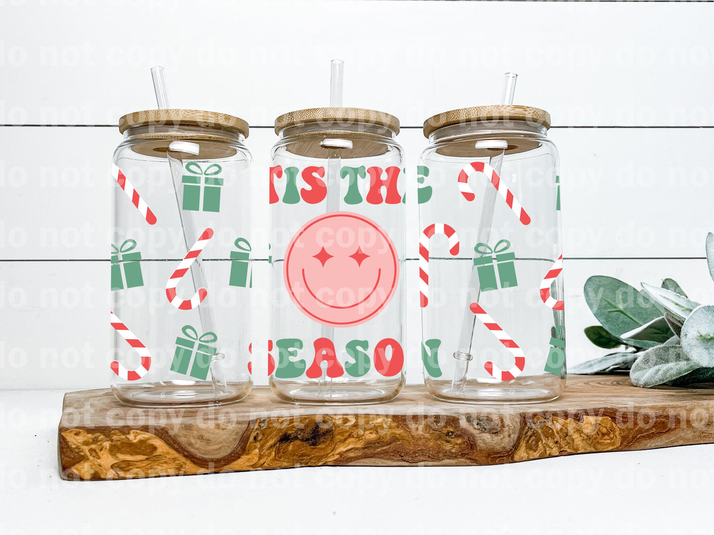 Tis The Season Smiley 16oz Cup Wrap