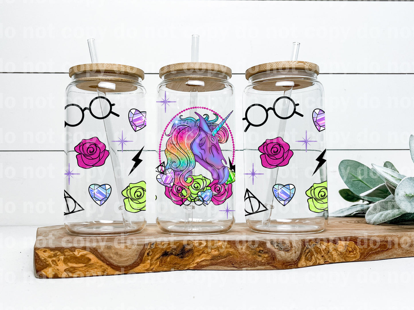 Unicorn Thestral Flying Card 16oz Cup Wrap