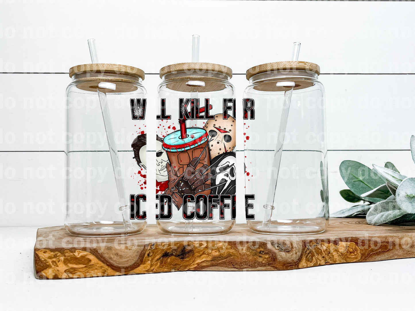 Will Kill For Iced Coffee Decal 4.5 x 4.4