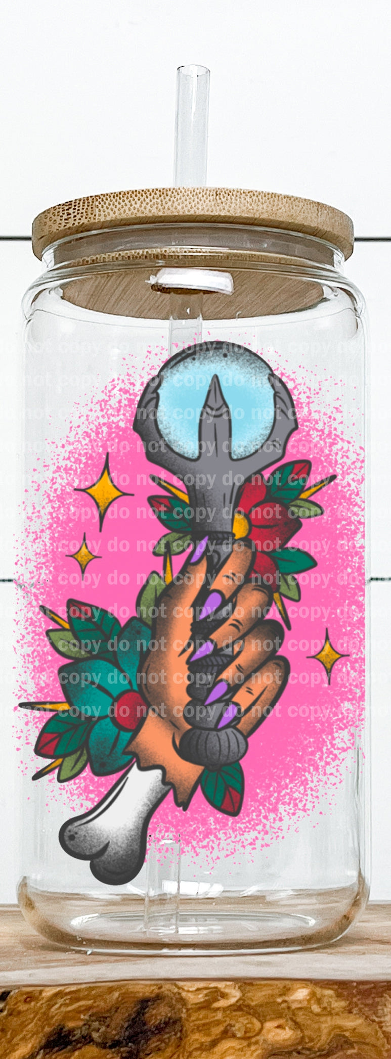 Witch Hand Crystal Ball Wand Decal 3.5 x 4.5