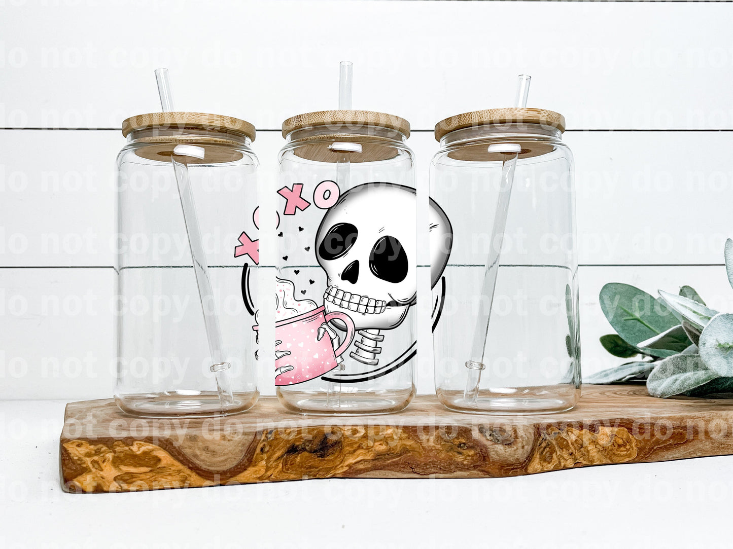 Xoxo Skellie Drinks Valentine Decal 4 x 3.7