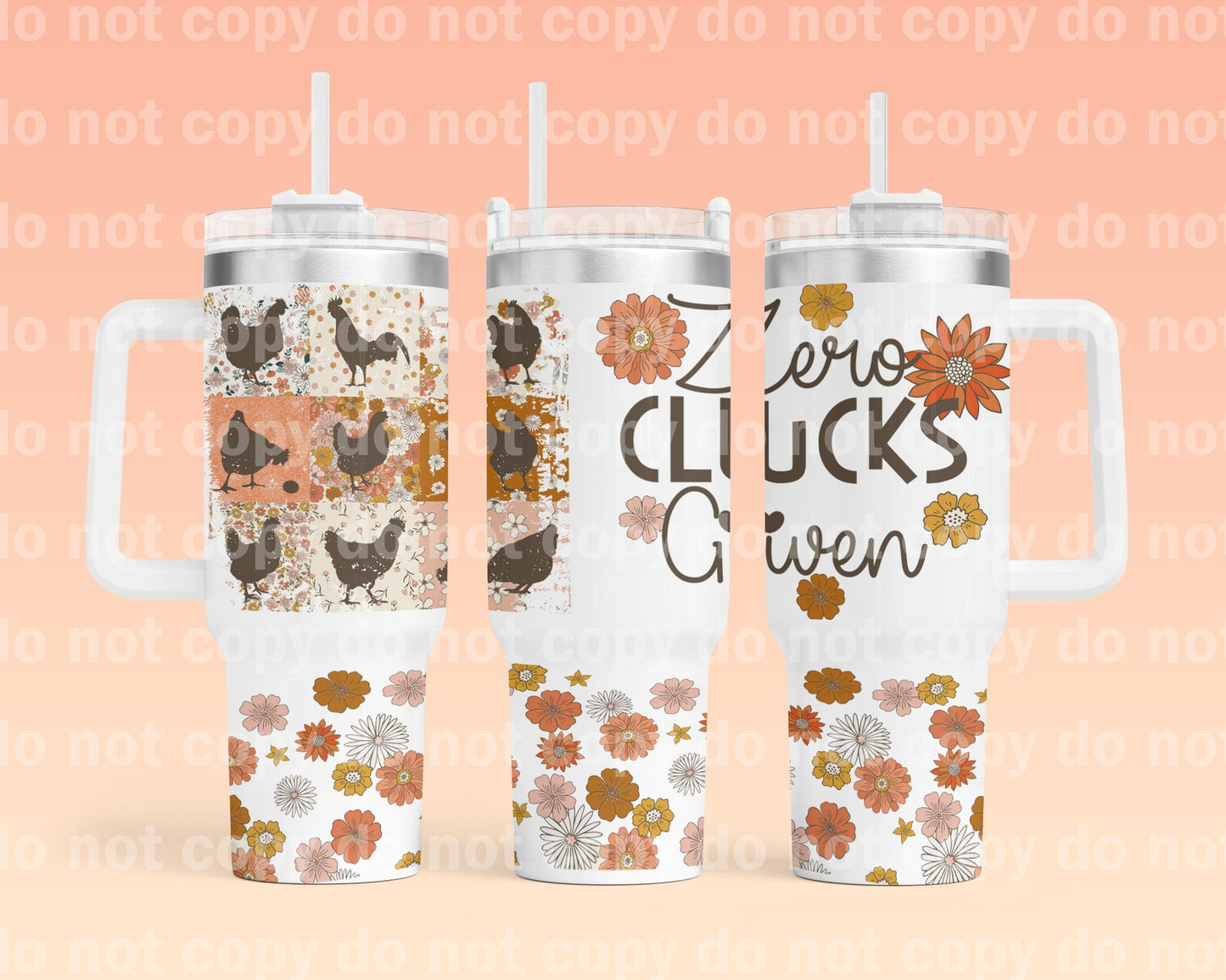 Zero Clucks with Bottom Option 40oz Cup Wrap