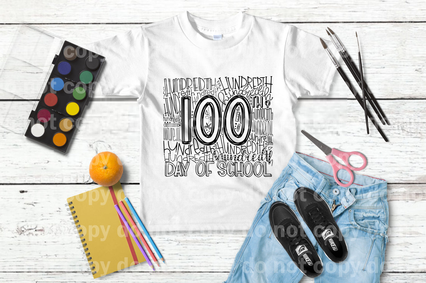 Impresión de sueño cuadrado de tipografía del día número 100 de la escuela o impresión de sublimación