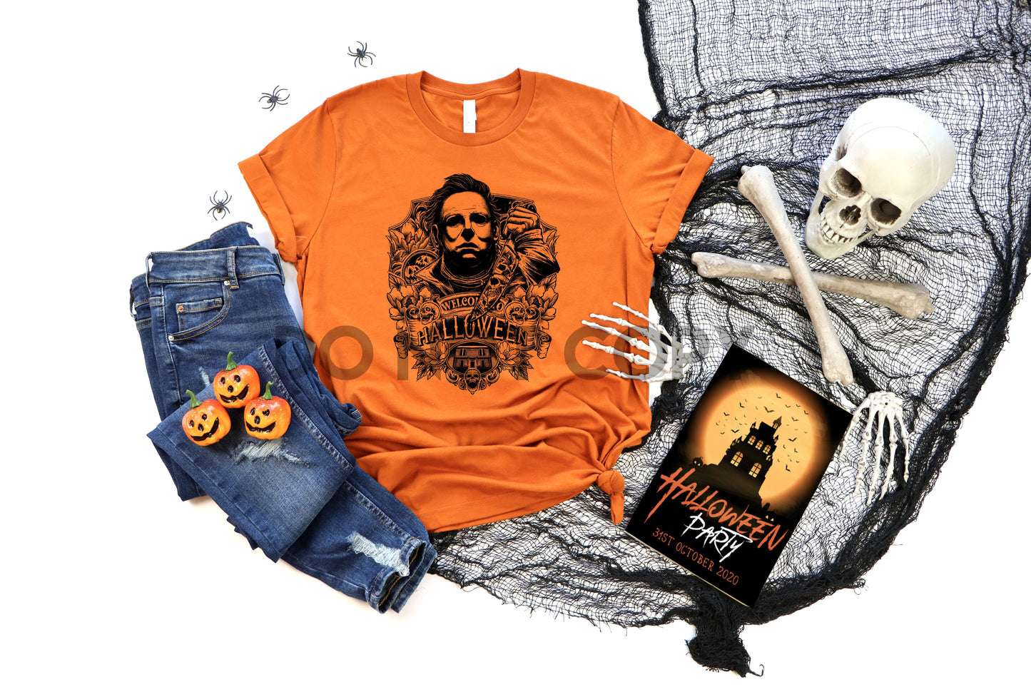 Welcome to Halloween BLACK INK one color Screen print transfer