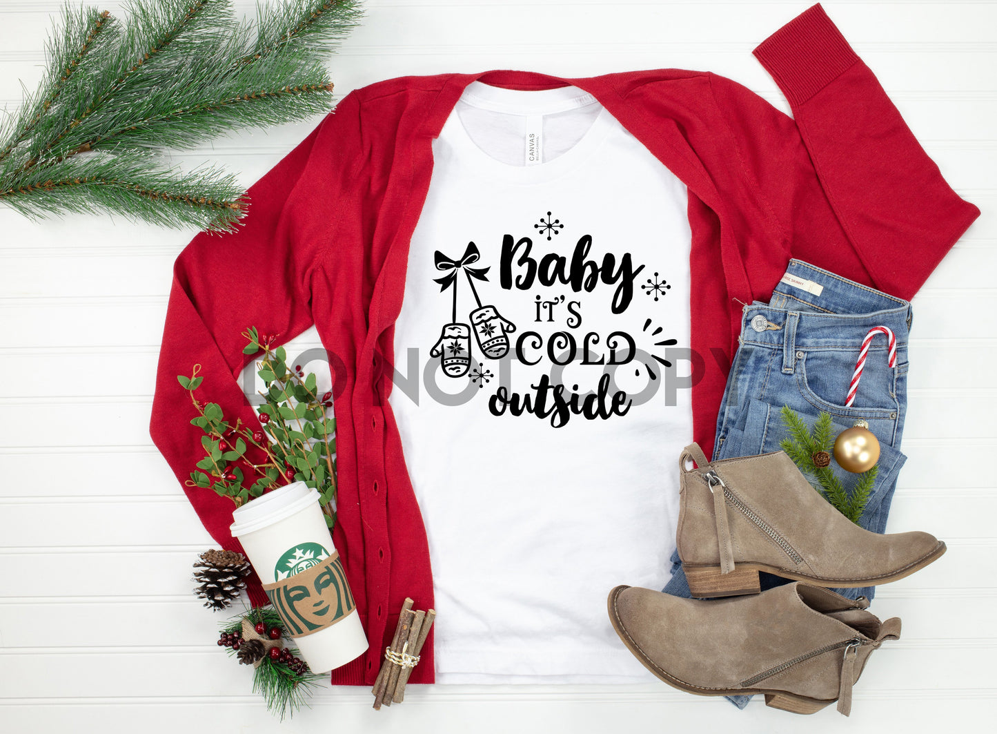 Baby It's Cold Outside Gloves Christmas Sublimation print