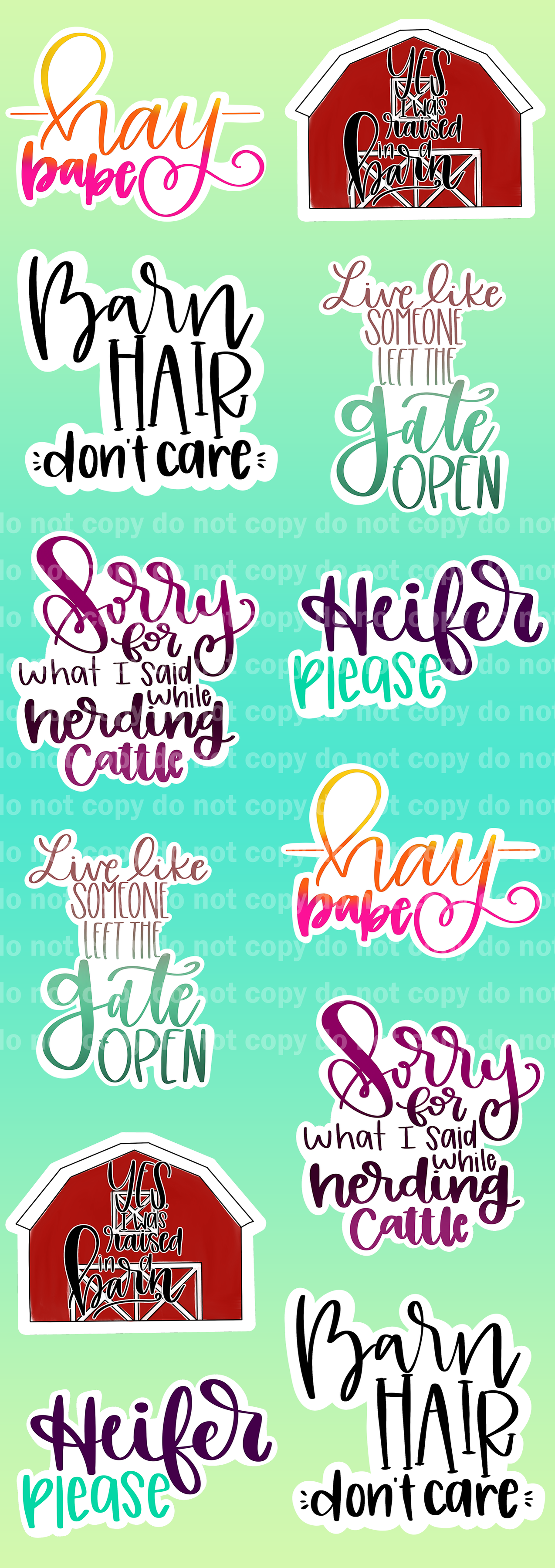 Barn Farm Sticker Set - 12 Glossy Stickers per sheet