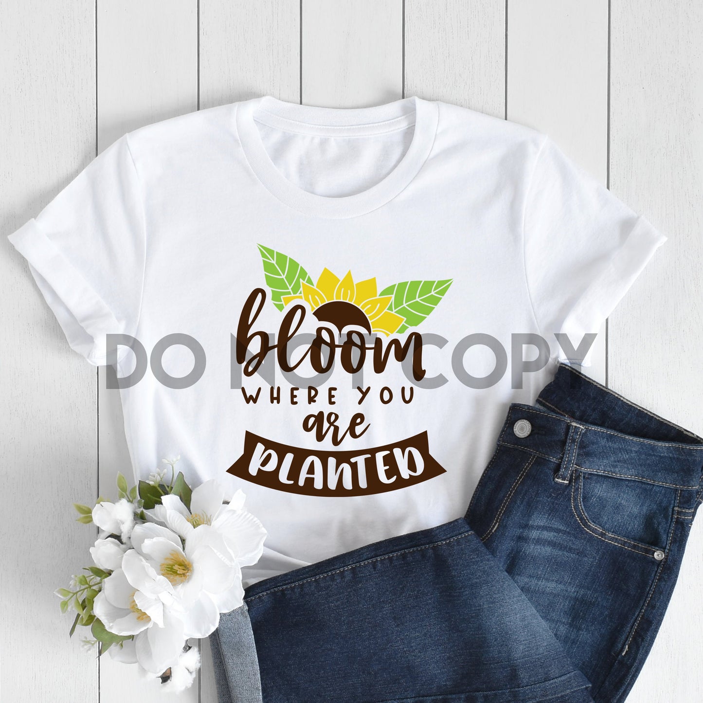 Florece donde estás plantado Impresión de sublimación de girasol